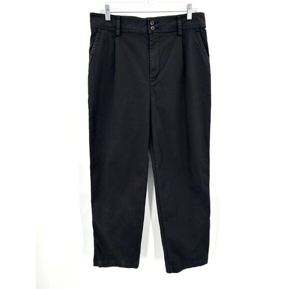 EVERLANE Women's High Rise Pleated Straight Leg Cotton Blend Pants Size 10 - Picture 1 of 7